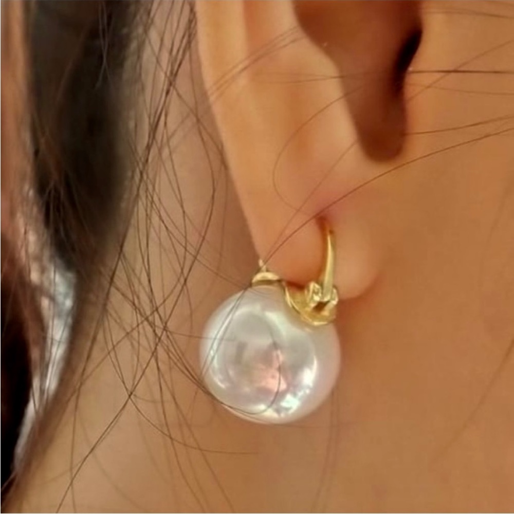 Pearl Huggie Style Earrings